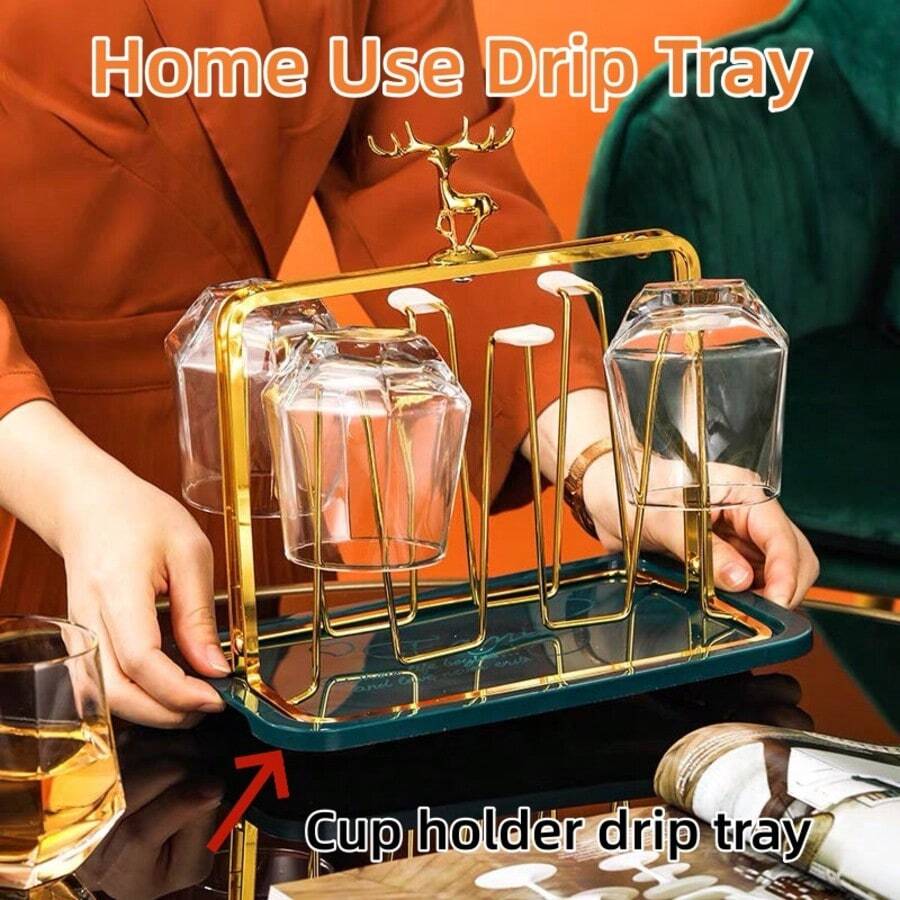 Teacup Storage Draining Tray - Combines Drainage Function, Countertop Cup Holder And Draining Tray, Dual-Purpose For Teacup Storage And Draining, Space-Saving Tray, Helps Organize And Store Teacups, Versatile Use, Suitable For Kitchen/Bedroom/Living Room