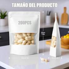 WEWI Bolsas Hermeticas de 200 PiezasBolsas Pouch con Ventana y Cierre Hermético Cremallera Resellables para Dulces Accesorios Aperitivos Joyería Más Blanco 10 * 15 CM - Blanco+12*20 - Ver 2