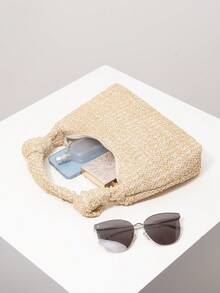 女士波西米亚风夏季沙滩包，旅行必备，邮轮必备，女士度假装扮，优雅女士钱包，女士礼物，情人节礼物（图案随机） - 卡其色 - 查看 6