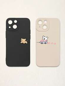 Bộ 2 ốp lưng điện thoại hình cặp cún dễ thương chủ đề Valentine, màu đen và be, chất liệu silicon mờ chống sốc, bảo vệ ống kính, hình trái tim, hình chó, phụ kiện dùng hàng ngày và làm quà tặng, ốp lưng đồng bộ, phụ kiện quà tặng, tương thích với iPhone - Nhiều màu - Xem 64
