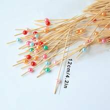 30/99 piezas de 12cm Palillos de cóctel de bambú natural, punta redonda suave, palillos de bambú, adecuados para aperitivos, tablas de charcutería, pinchos de fruta, recuerdos de fiesta, bodas, cumpleaños y eventos corporativos - Multicolor - Ver 5