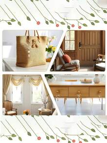 5 piezas Estilo bohemio Cuentas de madera con cuentas doradas y lazos - Decoración colgante estilo granja - Estilo granja para alquiler, árbol de celebración, adecuado para coronas, árboles festivos, arreglos florales, decoraciones de boda, belleza vintage, hecho a mano, duradero - Multicolor - Ver 8