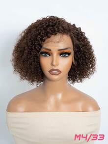 QVR QUEEN VIRGIN REMY QVR 卷曲波波头蕾丝前假发真人发 C 型分缝蓬松卷曲波波头假发透明蕾丝假发 150% 密度 - S4 - 查看 4