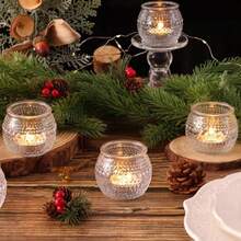 32 Pcs Clear Votive Candle Holders Round Votive Candle Holders With Polka Dot Embossed For Table Centerpiece Tealight Candle Holder For Weddings Home Decor Baby Shower Special Occasions - Thông thoáng - Xem 7