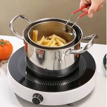 Pasta Pot, Deep Fryer, French Fry Pot, Noodle Pot, Soup Pot, Strainer Basket - Silver - View 8