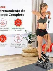 S un ny H eal th & F itn ess Mini Stepper for Home Exercise, Climber Exercise Machine with Resistance Belt, Optional Twist Movement and Connection to the Free SunnyFit App - Gris - Ver 6