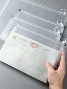 5pcs/1pc Zipper Bags File Folders, School & Office Supplies Pencil Case, Transparent Zipper File Folders, 1 Set S/M/L File Folders, Puzzle Toy Storage Bags, Pencil Case, File Folder Storage Bags, Office Supplies Storage Bags, Cosmetic Bags, Toiletry Bags, Makeup Bags, A Gift For Women, A Gift For Men Bag For School School Accessories School Stuff,Storage Organzier,Toy Box,Toy Storage - White - View 9