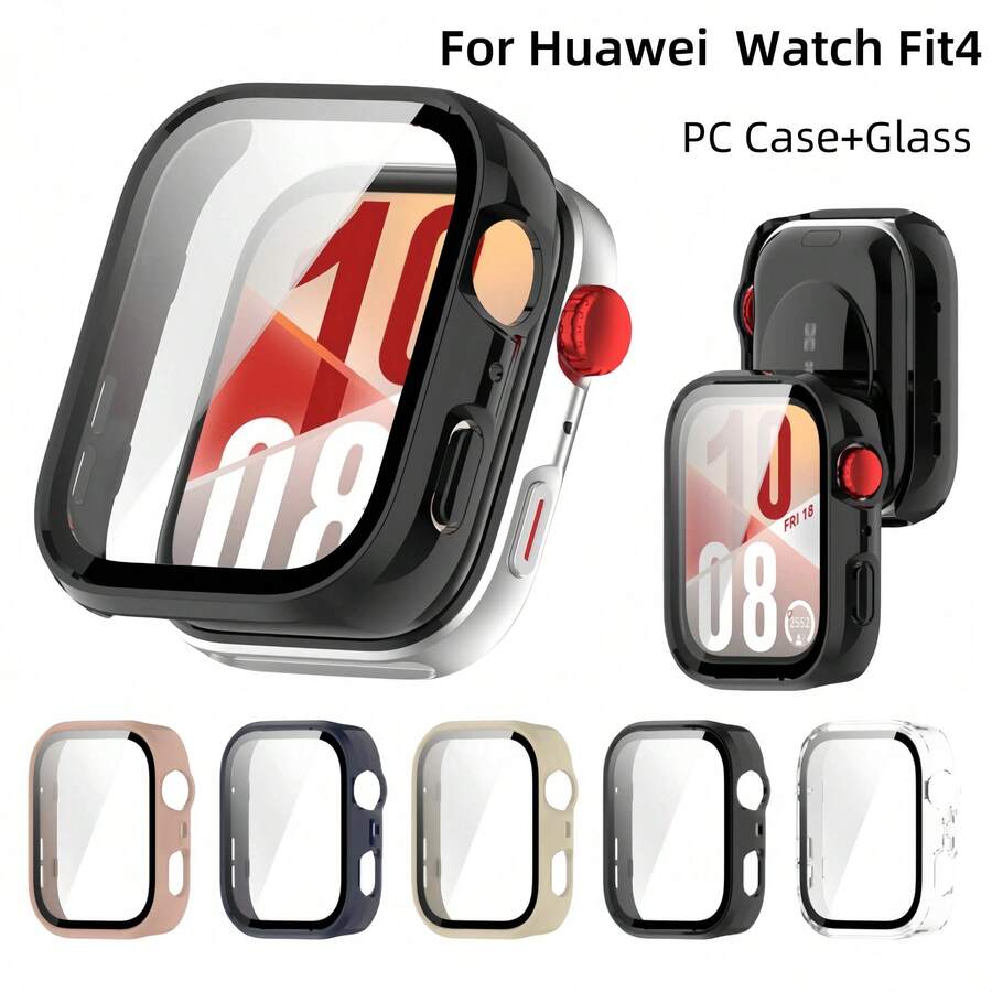 Tempered Glass Screen Protector & Hard PC Protective Bumper Case For Huawei Watch Fit 4/Fit 4 Pro, Accessories Gift For Men And Women