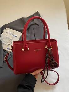 1pc Fashion Handbag, Shoulder Bag, Crossbody Bag, Versatile Commuter Briefcase, Red Color, Valentine's Day Gift - Red - View 7