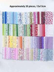 20 件装 - 绗缝布条、预裁花卉拼布片、缝纫用品、DIY 拼布缝纫、棉质手工布袋、预裁拼布方块、DIY 缝纫四分之一袋、拼布布袋。