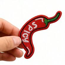 1pc Chili Pepper Embroidery Iron-On Patch, Funny Embroidered Iron-On Patch, Suitable For Clothes, Jeans, Backpacks