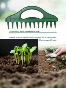 3件套土壤播种器，快速打孔器，方便的蔬菜播种通气园艺工具 - 綠色 - 查看 2