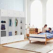 20-Cube PP Wardrobe, 2 Bars, Multi-Purpose, Dimensions 145x178x37cm, Black/White - White - View 7