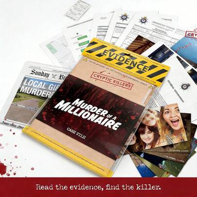Cryptic Killers Unsolved Mystery Game - Unsolved Case File Inspection - Investigator Hints/Proofs - Unlock The Crime - For Single Players, Date Meetups & Party Groups - Starring A Billionaire