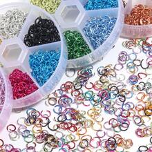 1盒彩色铝环，6毫米同色开口环，铝制钥匙扣/手链/项链连接配件，DIY珠宝制作材料