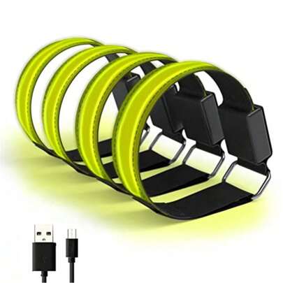 mhj4 pulseras LED recargables por USB banda reflectante ajustable de  para correr ciclismo deportes al airesleeping Bags