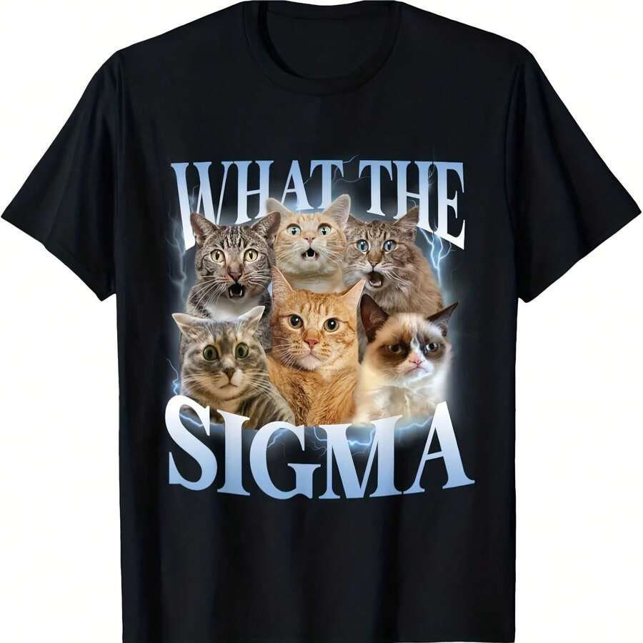 EWH Men Women What The Sigma Funny Meme Cat For Cat Lovers T-Shirt - Style 13 - View 1