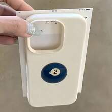 1pc Minimalist White Leather Texture Deep Blue Billiard Ball Number 2 Pattern Phone Case, Suitable For IPhone 16 Pro Max, 17/16/15/14 Plus, 13/12/11, Air, Series - Multicolor - View 1