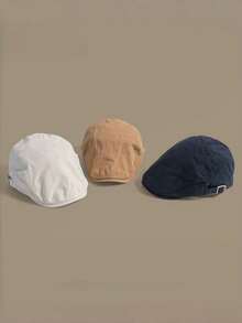 1pc Unisex Street Wear Backward Facing Beret Hat, Retro Casual Painter Cap, Suitable For Hip Hop Style - Multicolor - View 3