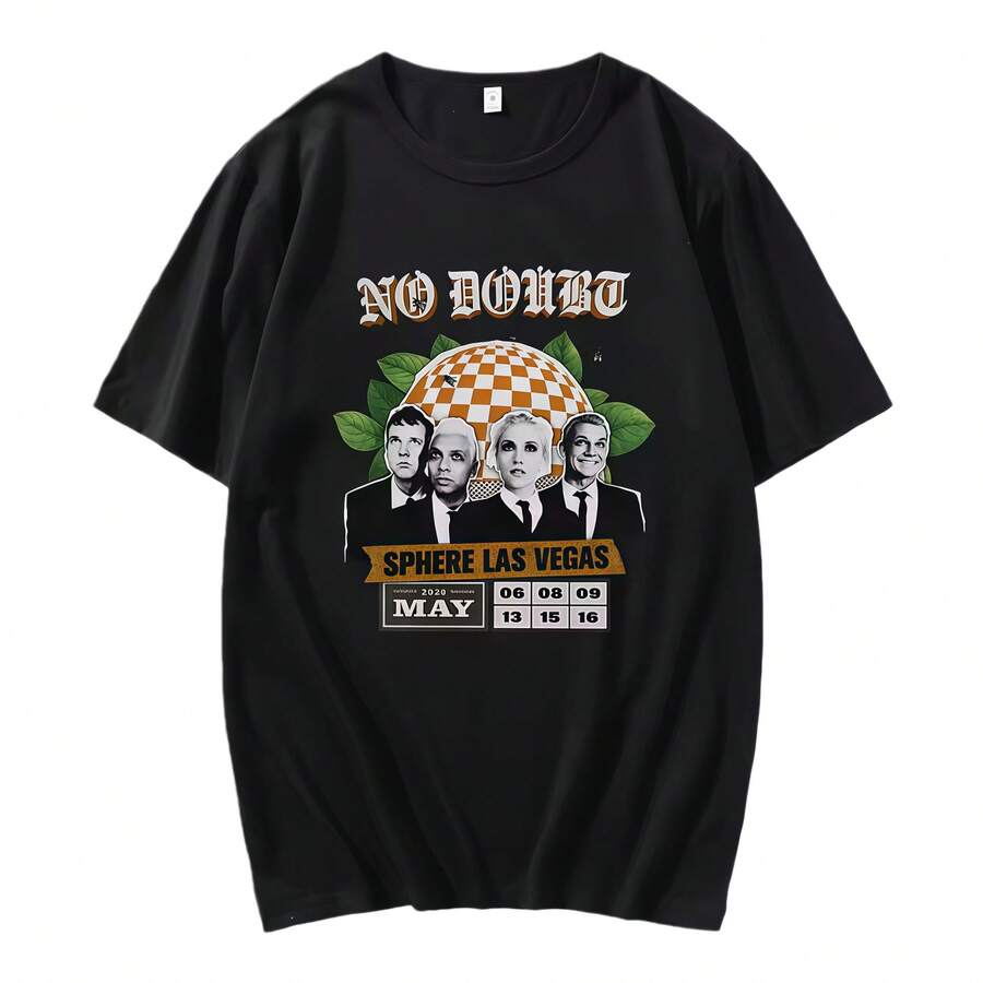 No Doubt SPHERE LAS VEGAS Tshirts Rock Band Graphic Printing T-Shirt Short Sleeve Cotton Male Tees Unisex Streetwear Men T Shirt - 黑色 - 查看 1