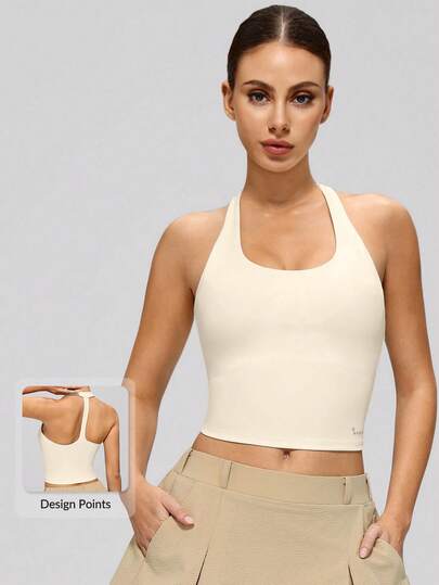 MASKERT Women's Backless Camisole Tank Top, Cropped Fitted, Skin-Friendly Comfortable, Sleeveless, Suitable For Yoga And Fitness