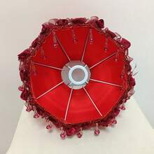 Elegant & Dreamy Large Red Princess Lamp Shade, Romantic Rose Shaped Lace Lamp Shade With Beaded Tassel Design (Lamp Shade Only) - Bright Red Lampshade - View 7