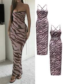 Soulscape Vacation Dress & Animal Print Dress | 2026 Women's Zebra Print Bodycon Slip Dress | Spaghetti Strap, Slim Fit Mini | For Beach Holiday, Pool Party & Summer Getaways | Style Statement Piece - Cinnamoninspiration - View 4