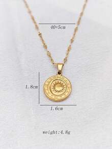 1 chiếc vòng cổ thời trang và đa năng bằng thép không gỉ mạ vàng 18K hình mặt trời và mặt trăng dành cho nữ, phong cách hiphop. - Vàng - Xem 4