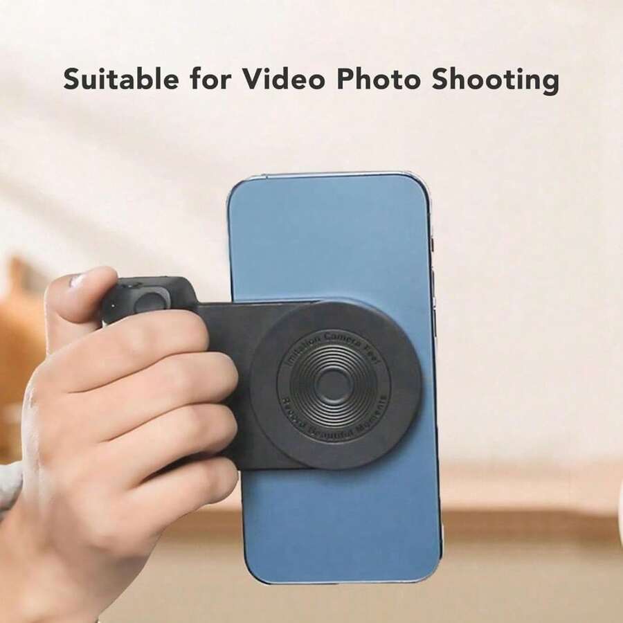 Magnetic Camera Handle Bluetooth Mount Upgraded Magnetic Phone Grip Supports Wireless Charging Handheld Stabilization & Anti-Shake Smart Camera Handle Grip For IPhone/ Android Phones Ideal For Video Photography & Shooting (Pink/ Black) - Black Shooting Aid (no Flash) - View 1