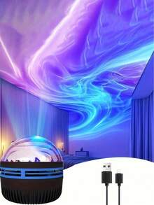 1 Piece  Northern Lights Star Projector With Remote Control LED Night Light, USB-Powered Galaxy Planet Projector With 7 Lighting Effects, Suitable For Camping, Wedding Decorations, Party Events, Home Décor, And Mother's Day Gifts - 極光 - 查看 5