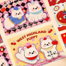 Giấy ghi chú dán hình chú chó Westie hoạt hình dễ thương, 2 tờ/bộ, dùng trang trí sổ kế hoạch học tập, văn phòng phẩm, nhãn dán trang trí tiện dụng. - nhiều màu ngẫu nhiên - Xem 7