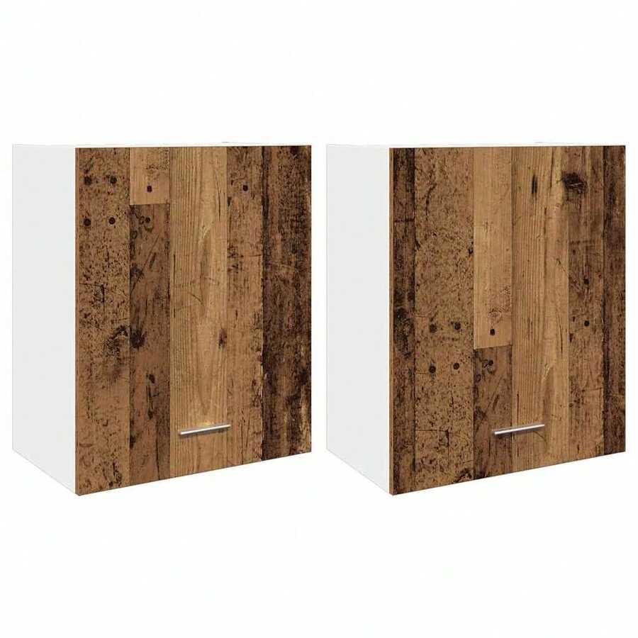 vidaXL Armarios suspendidos 2 piezas "Lyon" Madera antigua 50 x 31 x 60 cm Madera de ingeniería - Marrón - Ver 1