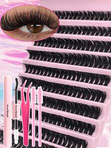 12pcs False Eyelashes Set, DIY Fake Lashes Kit, Includes Various D-Curl Lengths - Super Dense/Extra Thick/Dramatic/Voluminous/Spiky/Lower Lash Cluster, Waterproof Lashes, Suitable For Beginners And Professional Makeup Artists, Easy DIY At Home, Beginner-Friendly - Multicolor - View 10