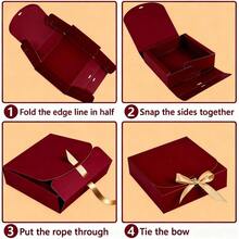 10pack Gift Es Wit Li 6.5''x6.5''x2'' Red Gift Es  Presen Pr Es Wit Ribbon  Birtday Wedding Party Cocte Dy - 紅色 - 查看 5