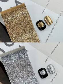 6pcs/Box Gold Metallic Nail Art Foils Transfer Stickers 3D Adhesive Decals Nail Supplies Laser Starry Sky Paper Manicure Decor Accessories For DIY Nail Art Decorations Nails - Multicolor - View 3