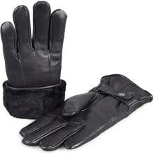Men's Shearling Lined Leather Gloves – Premium Sheepskin Warm Cold Weather Gloves - 黑色,附按扣 - 查看 1