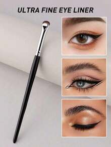 2pcs Black Crescent-Shaped Eyeliner Pen, Precise Eye Makeup Brush, AGY Charm Sharp Fine Eyeliner Makeup Tool, Ultra-Thin Crescent-Shaped Eye Makeup Brush, Eyeliner Eyelash Contour Makeup Brush, Soft Hair Fine Eyelash Fiber Eyeliner Brush Eyelid Brush Eye Ant Brush Makeup Brush - Multicolor - View 3