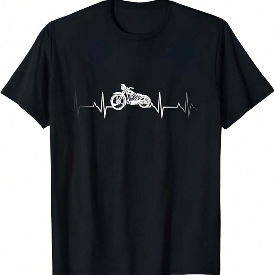 Motorcycle Heartbeat T-Shirt - I Love My Motorcycle. T-Shirt - 黑色 - 查看 1