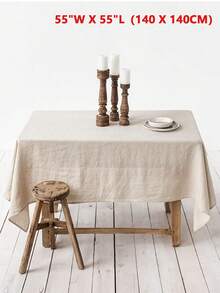 1pc Elegant Beige Minimalist Linen-Like Tablecloth Washable Reusable For Valentine's Day Wedding Picnic Home Café Decor - 米色 - 查看 13
