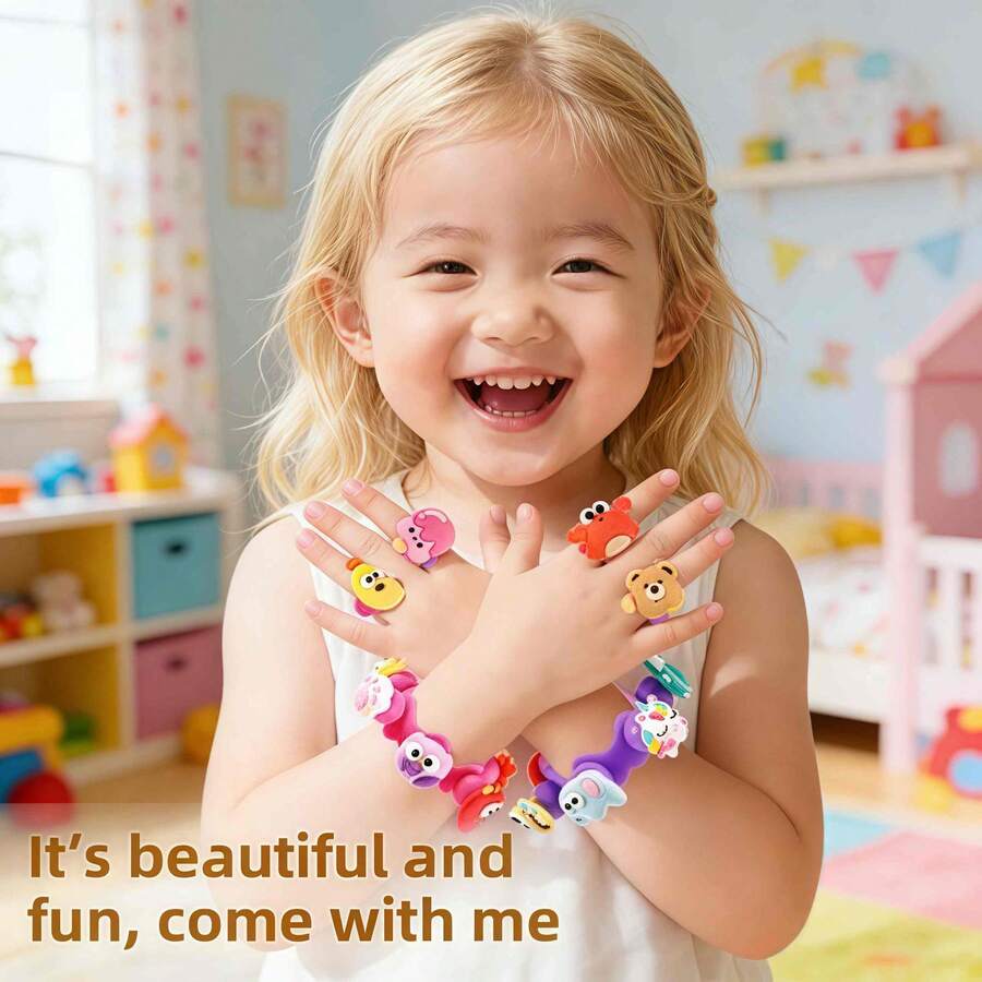 1pc DIY Silicone Bracelet Kit (For 3+ Years Old) | Multi-Element Beading, Enhance Children's Aesthetics, Promote Parent-Child Interaction | Non-Electric Toy Gift - Multicolor - View 1