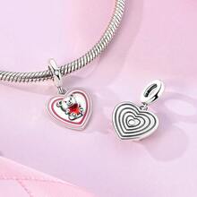 1 Mặt dây chuyền hình nơ, hoa hồng, sô cô la, gấu, trái tim màu bạc lấp lánh đính đá Cubic Zirconia, thích hợp cho bộ sưu tập trang sức ngày Valentine lãng mạn, phù hợp với vòng tay, dây chuyền, hạt trang sức tự làm cho nữ và bé gái, quà tặng ngày Valentine, kỷ niệm. - Bạc - Xem 7