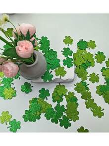 300/100pcs Multicolor Clover Confetti, St. Patrick's Theme Party Tabletop Decor Confetti, Irish Holiday Party Supplies, Suitable For Irish Theme Party Table Decor And Celebration - Multicolor - View 2