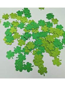 300/100pcs Multicolor Clover Confetti, St. Patrick's Theme Party Tabletop Decor Confetti, Irish Holiday Party Supplies, Suitable For Irish Theme Party Table Decor And Celebration - Multicolor - View 7