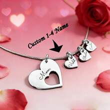 [Customized] 1 Customized Multi-Name Love Necklace, Personalized Customized Necklace, Stainless Steel Jewelry, Suitable For Mother's Day And Valentine's Day Gifts - Multicolor 2 - View 2