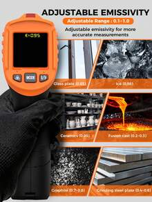 POROMETISTO IM06Max -50 To 800°C Digital Infrared Thermometer Laser Temperature Gun Non-Contact High Temperature Humidity Meter Infrared Thermometer - Coral Orange - View 10