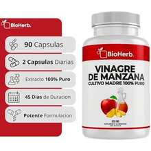 Vinagre de Manzana Organico "Cultivo Madre" Concentrado 100% Puro (180 Capsulas de 500mg) - [Extremadamente Eficaz] - | Alta Concentracion | Rapida Absorcion | Calidad Suprema | Suministro Para 90 Dias | - Organic Apple Cider - BioHerb. (180 CAPSULAS) - 90 cápsulas - Ver 2