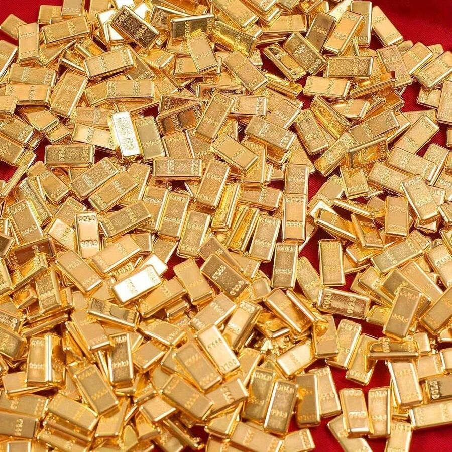 500/200/90 件装逼真金条装饰品 - 合金电镀树脂和锌合金材质，优雅的金条装饰品，适用于家居和办公室，是圣诞节和新年装饰的完美之选。