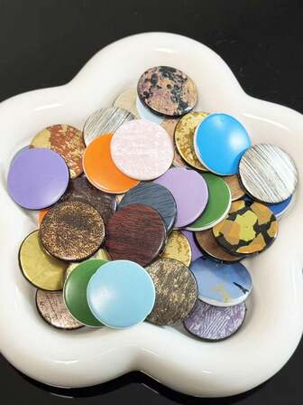 24毫米亚克力圆盘穿孔吊牌，可用于DIY耳环、纽扣、毛衣项链吊坠、吊坠配件