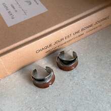 A Burgundy Enamel Double-Layer Ring With A Unique Design - Reddish-brown Drip Earrings - View 13