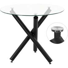 Dining Table And Chairs Set Of 4, Round Dining Table With Performance Fabric Chairs For Dining Room,Kitchen,Living Room - Black Leggings + 2 Gray PU Chairs - View 3